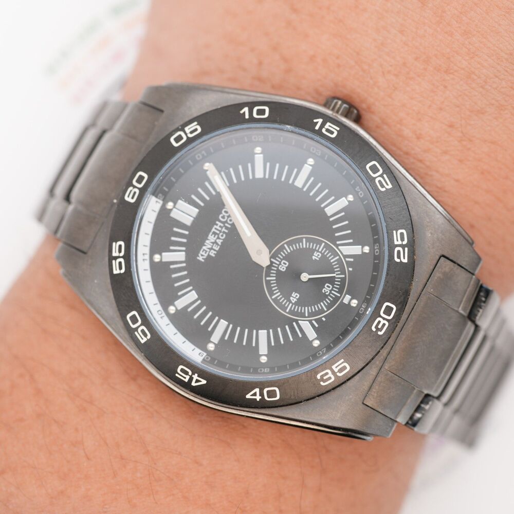 Kenneth Cole Reaction KC3765 Men's Watch - 43mm Gunmetal Case - New Battery